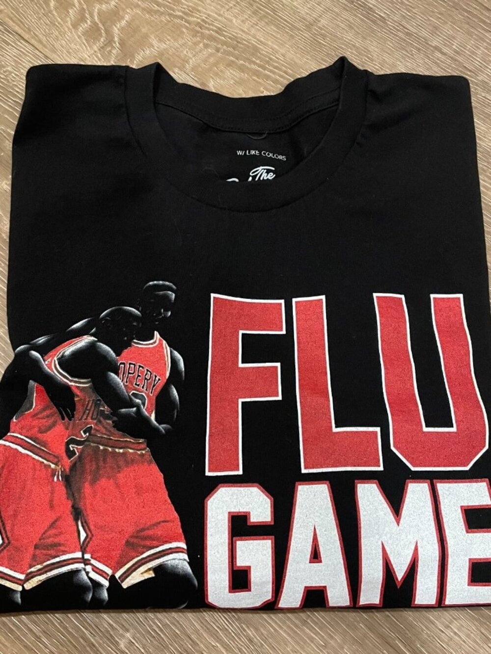 The Hoopery Flu Game Sick Graphic T-Shirt Men's Size 2XL Black MJ NBA Sports Tee